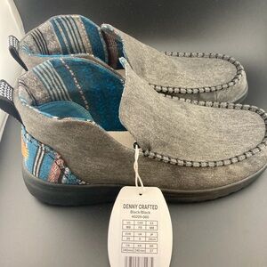 Hey Dude Gray and Blue Slip-On Loafers NWT Size 8